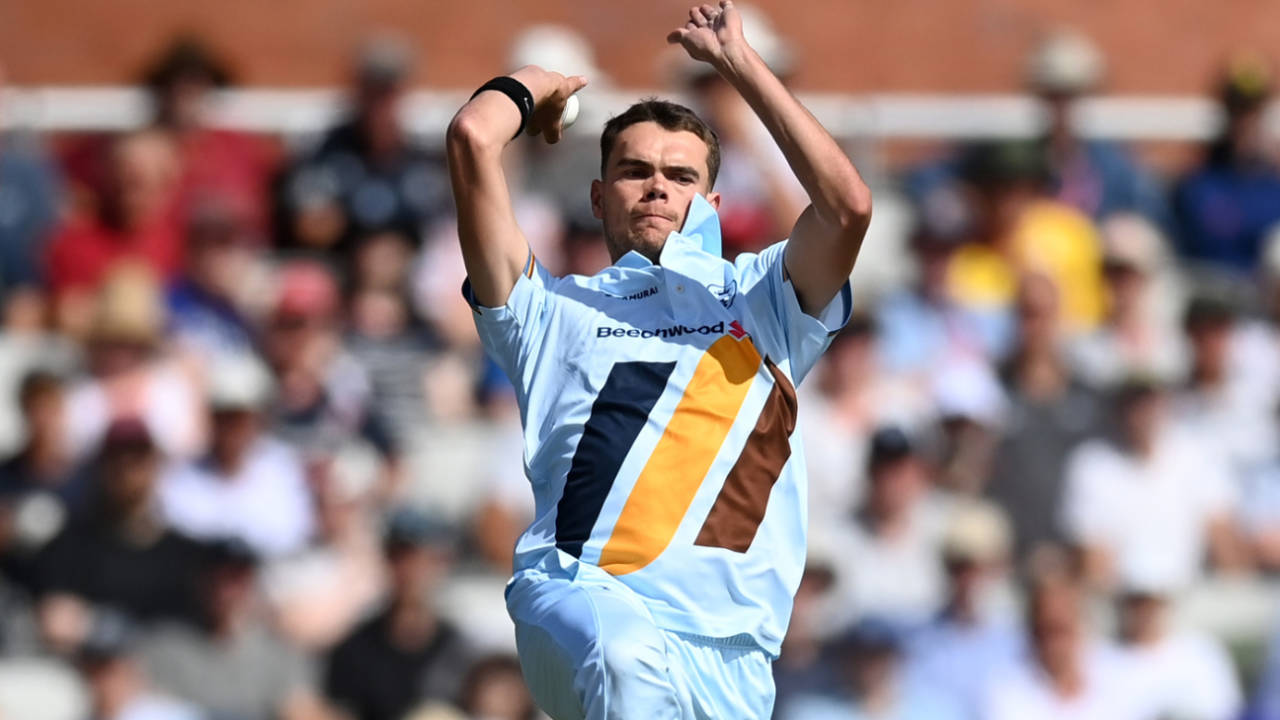 Sam Conners in his delivery stride, Lancashire vs Derbyshire, Royal London Cup, Old Trafford, August 7, 2022