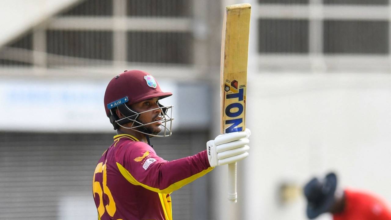 Brandon King gave West Indies the perfect start raising his fifty off 30 balls&nbsp;&nbsp;&bull;&nbsp;&nbsp;AFP/Getty Images
