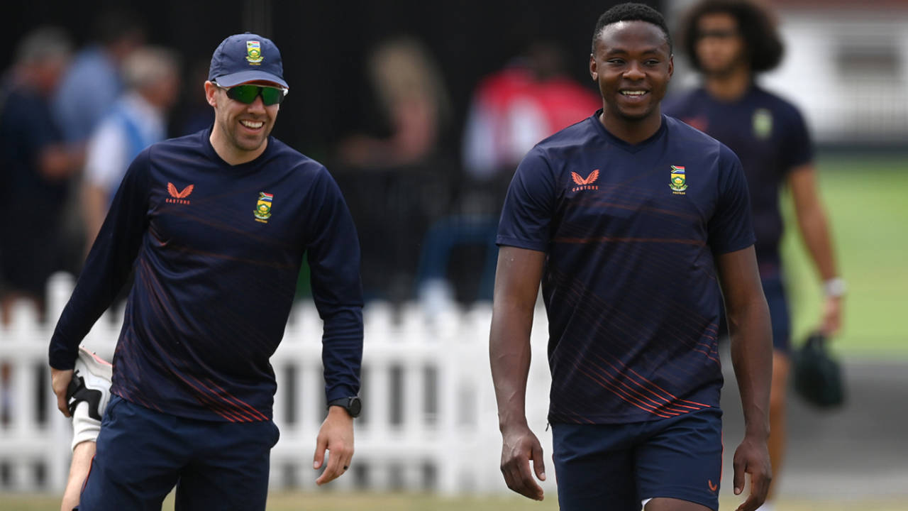 Anrich Nortje and Kagiso Rabada take part in South Africa training, Lord's, August 15, 2022