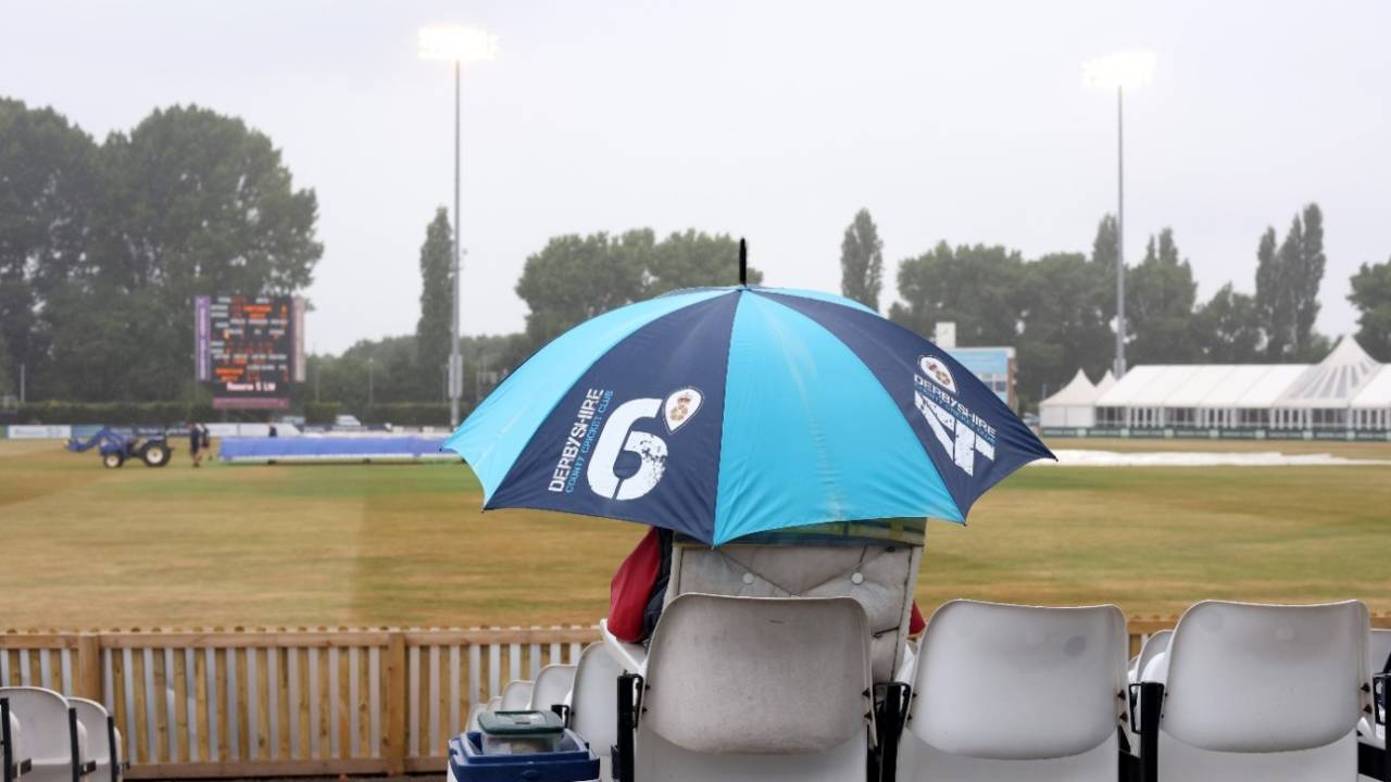 The rain falls at Derby&nbsp;&nbsp;&bull;&nbsp;&nbsp;Getty Images