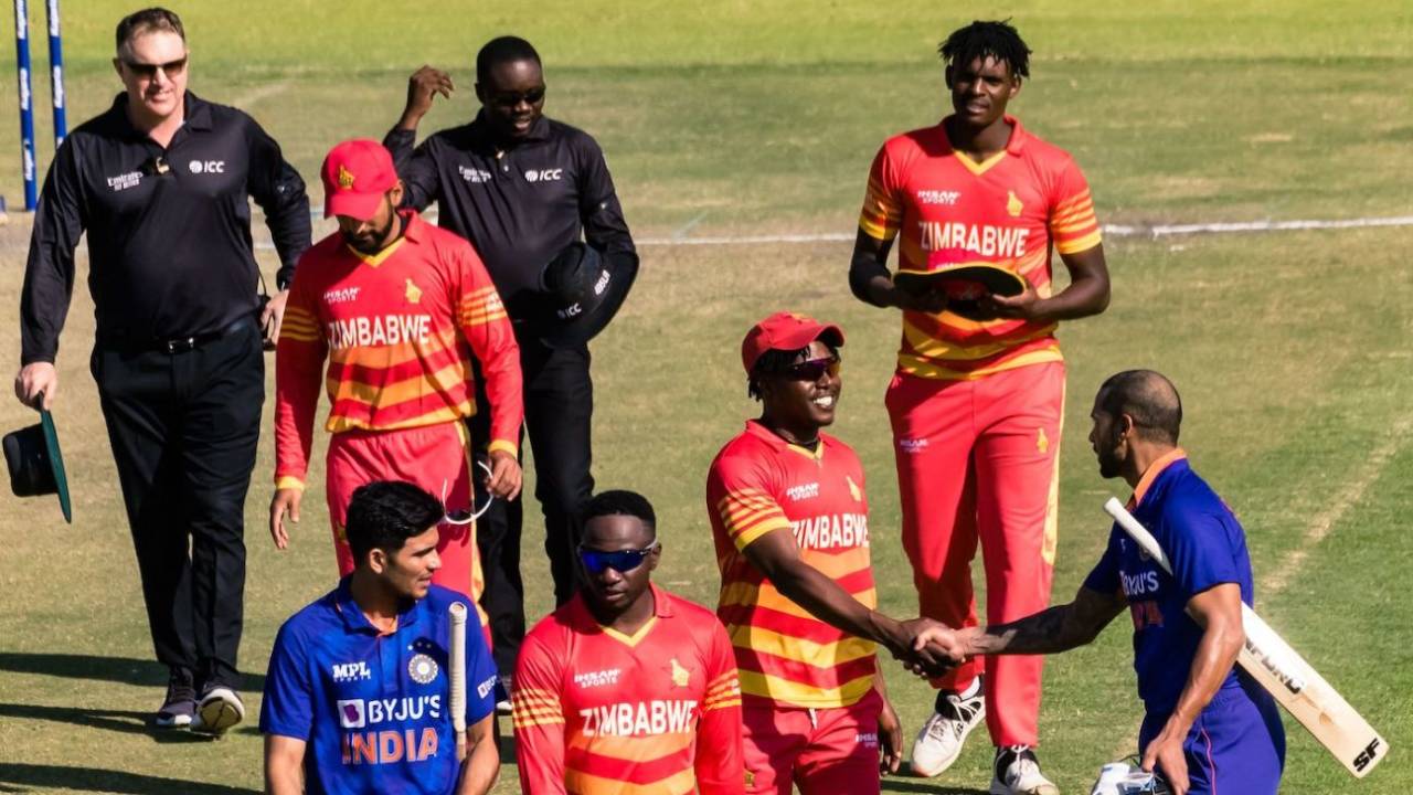 The players catch up after India's ten-wicket win, Zimbabwe vs India, 1st ODI, Harare, August 18, 2022