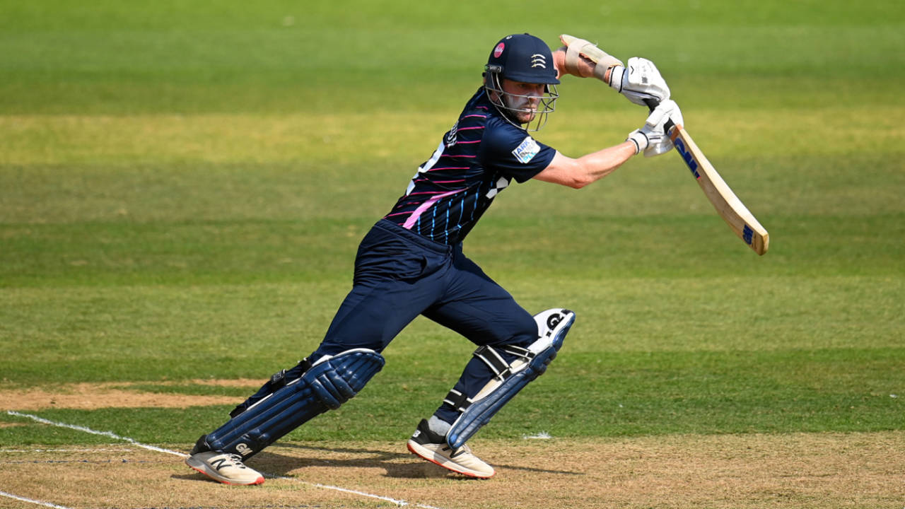 Sam Robson of Middlesex plays a shot, Somerset vs Middlesex, Royal London Cup, Taunton, August 14, 2022