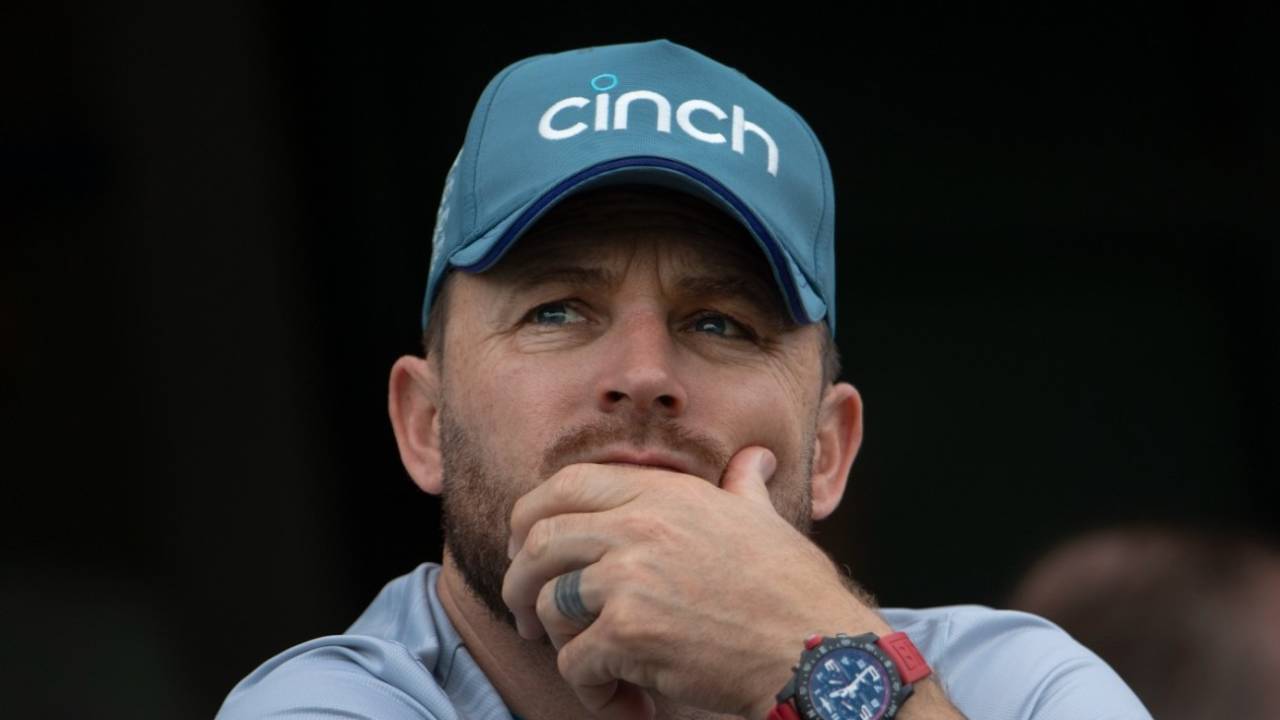 England head coach Brendon McCullum looks on during the fifth Test against India, England vs India, Edgbaston, July 5, 2022
