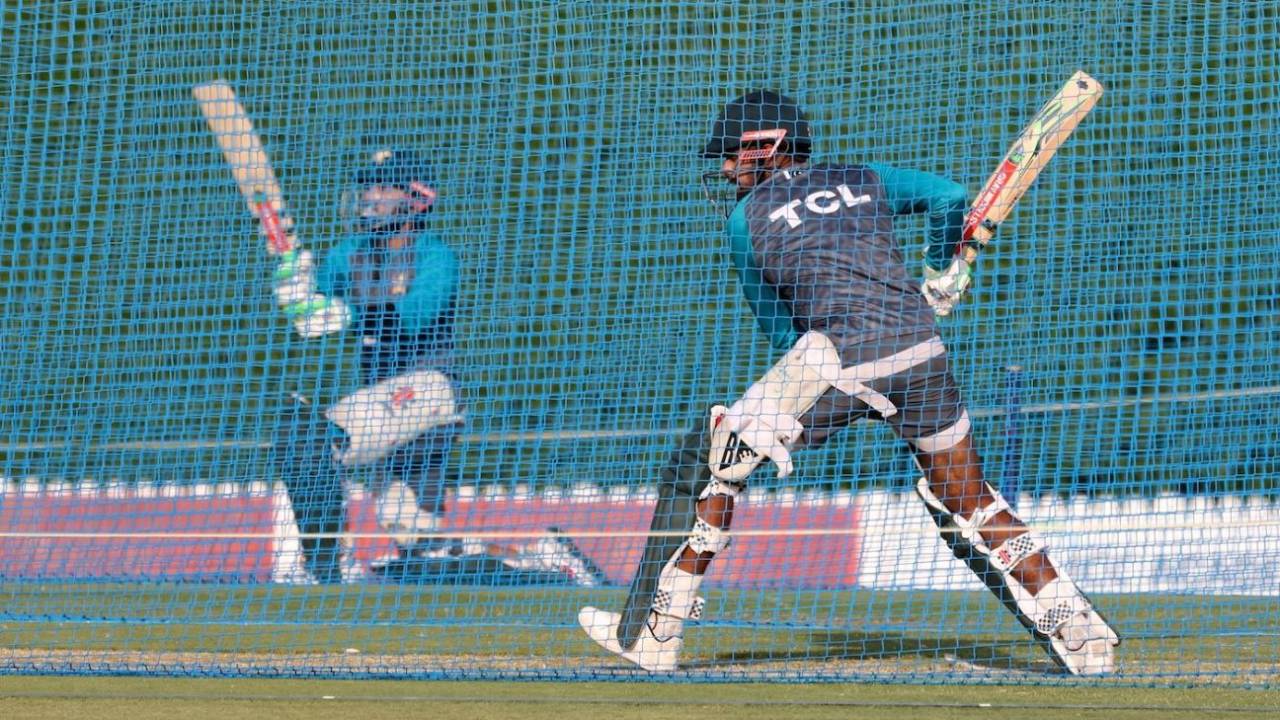 Babar Azam practises in the nets ahead of the Asia Cup, August 25, 2022