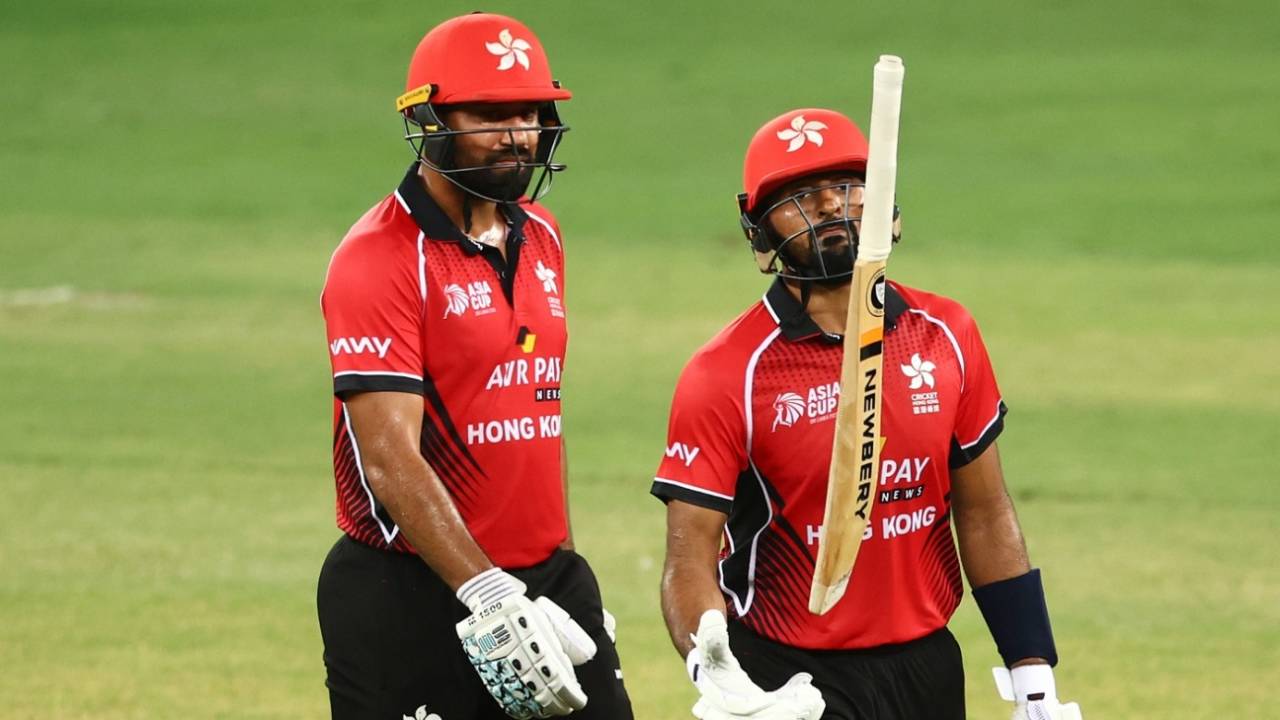 Nizakat Khan walks back dejectedly after he was run out for 10, India vs Hong Kong, Asia Cup, Dubai, August 31, 2022