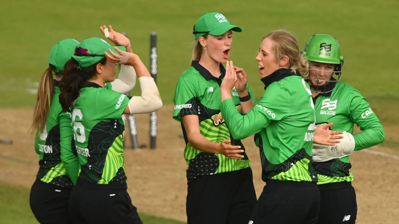 Georgia Adams claimed vital wickets, after top-scoring in Brave's innings, Southern Brave vs Trent Rockets, Women's Hundred eliminator, Ageas Bowl, September 2, 2022