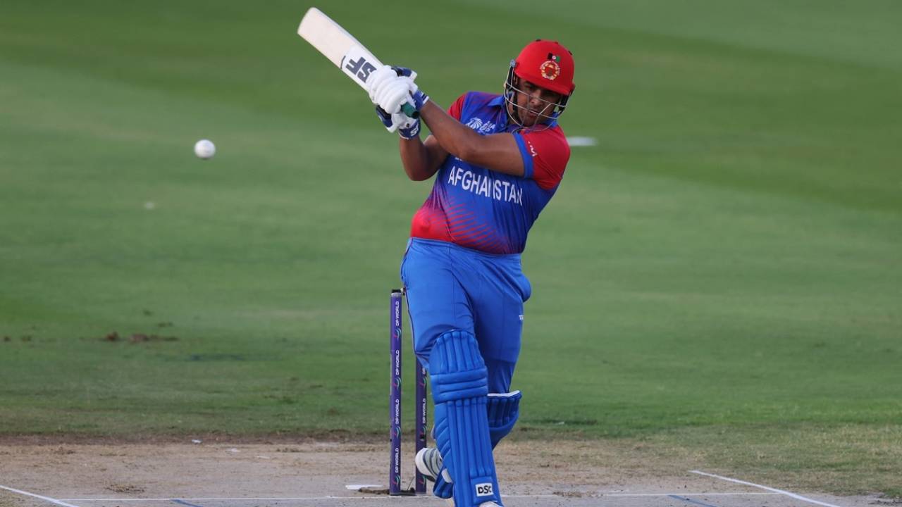 Hazratullah Zazai struck two early boundaries as Afghanistan started strongly, Sri Lanka vs Afghanistan, Men's T20 Asia Cup, Sharjah, September 3, 2022