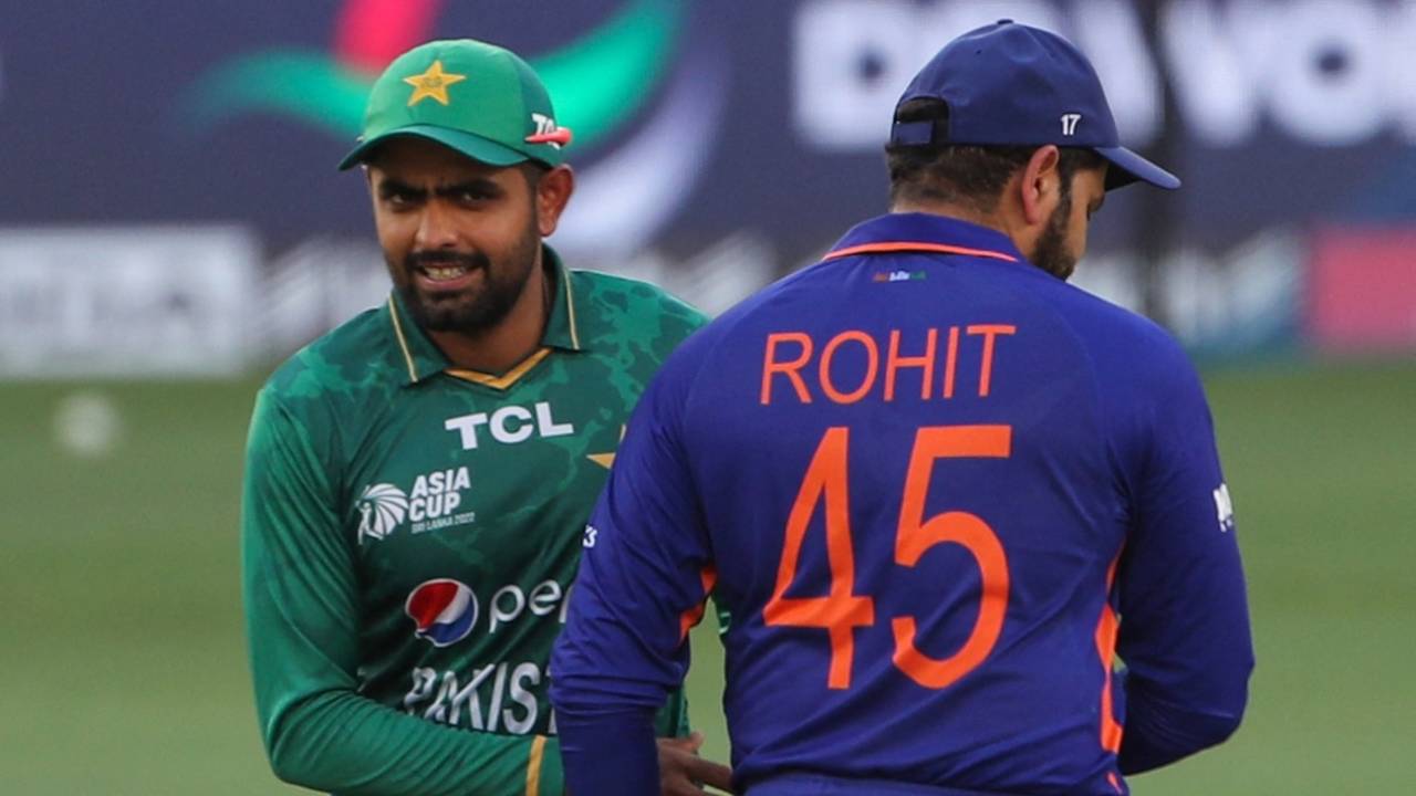 Babar Azam and Rohit Sharma pictured at the toss, India vs Pakistan, Asia Cup, Dubai, September 4, 2022