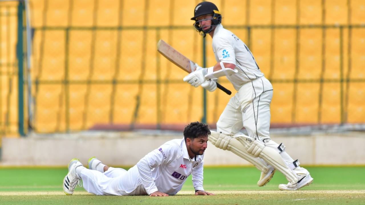 Cam Fletcher works one away as Kuldeep Yadav looks on, India A vs New Zealand A, 1st unofficial Test, 4th day, Bengaluru, September 4, 2022