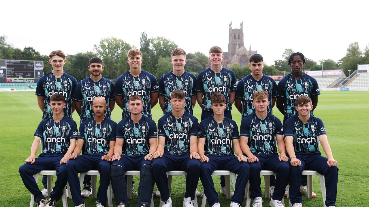 The England players pose for a team photograph, England U-19 vs Sri Lanka U-19, 2nd Youth ODI, Worcester, September 8, 2022