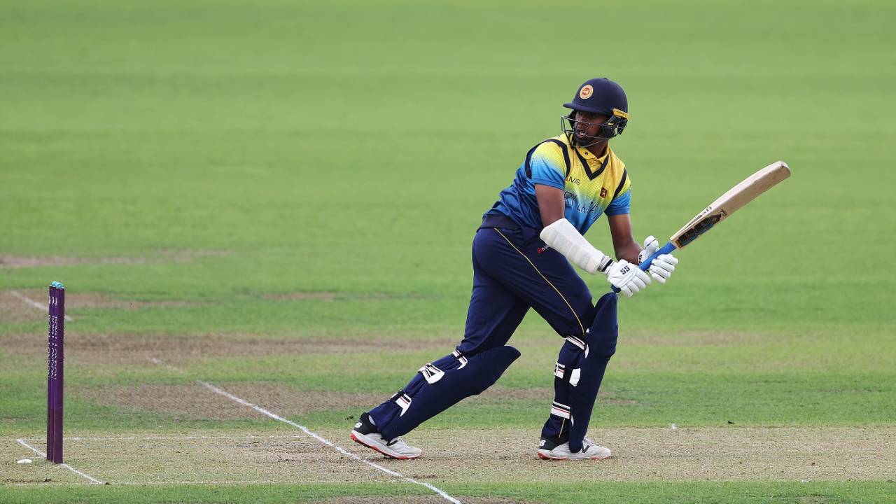 Hasitha Amarasinghe plays one behind square, England U-19 vs Sri Lanka U-19, 2nd Youth ODI, Worcester, September 8, 2022
