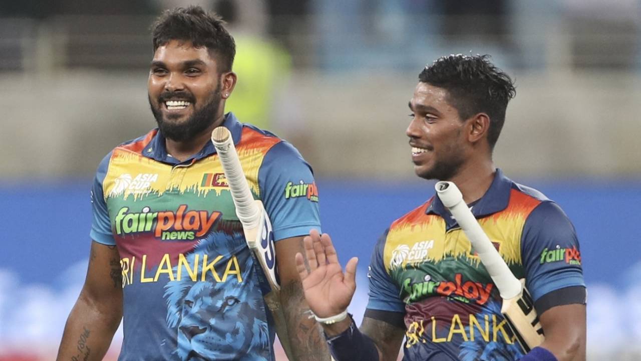Pathum Nissanka and Wanindu Hasaranga - the architects of Sri Lanka's fourth straight win in the tournament&nbsp;&nbsp;&bull;&nbsp;&nbsp;AFP/Getty Images