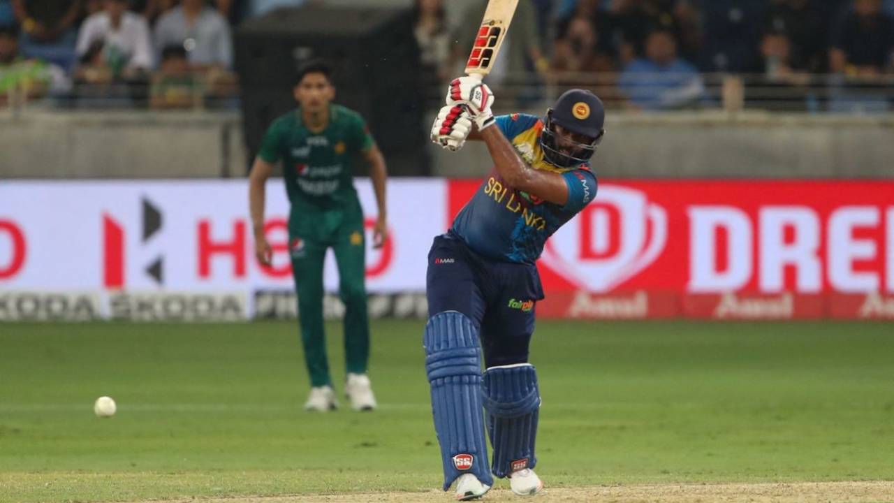 Bhanuka's Rajapaksa's fifty in the Asia Cup final was the highest individual score by a batter at No. 5 or below in a men's T20I tournament knockout game&nbsp;&nbsp;&bull;&nbsp;&nbsp;AFP/Getty Images