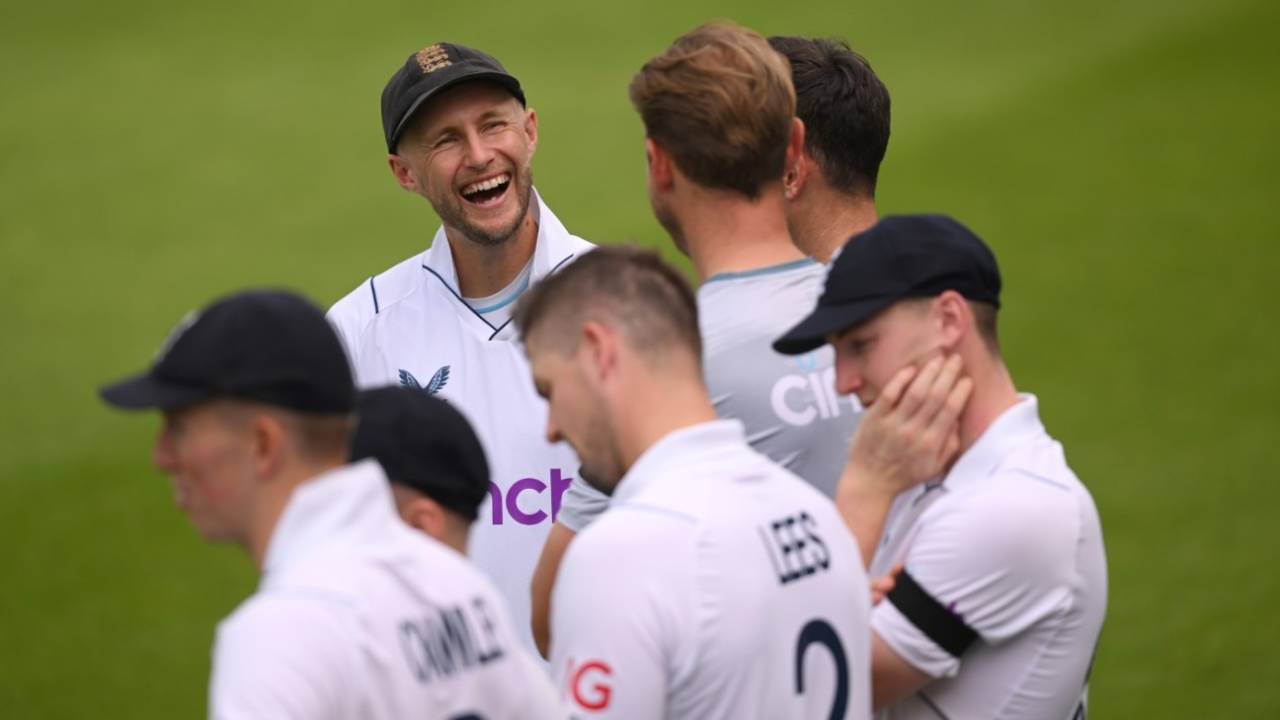 Joe Root shares a joke with Ben Stokes at the end of the third Test, England vs South Africa, 3rd Test, The Oval, September 12, 2022