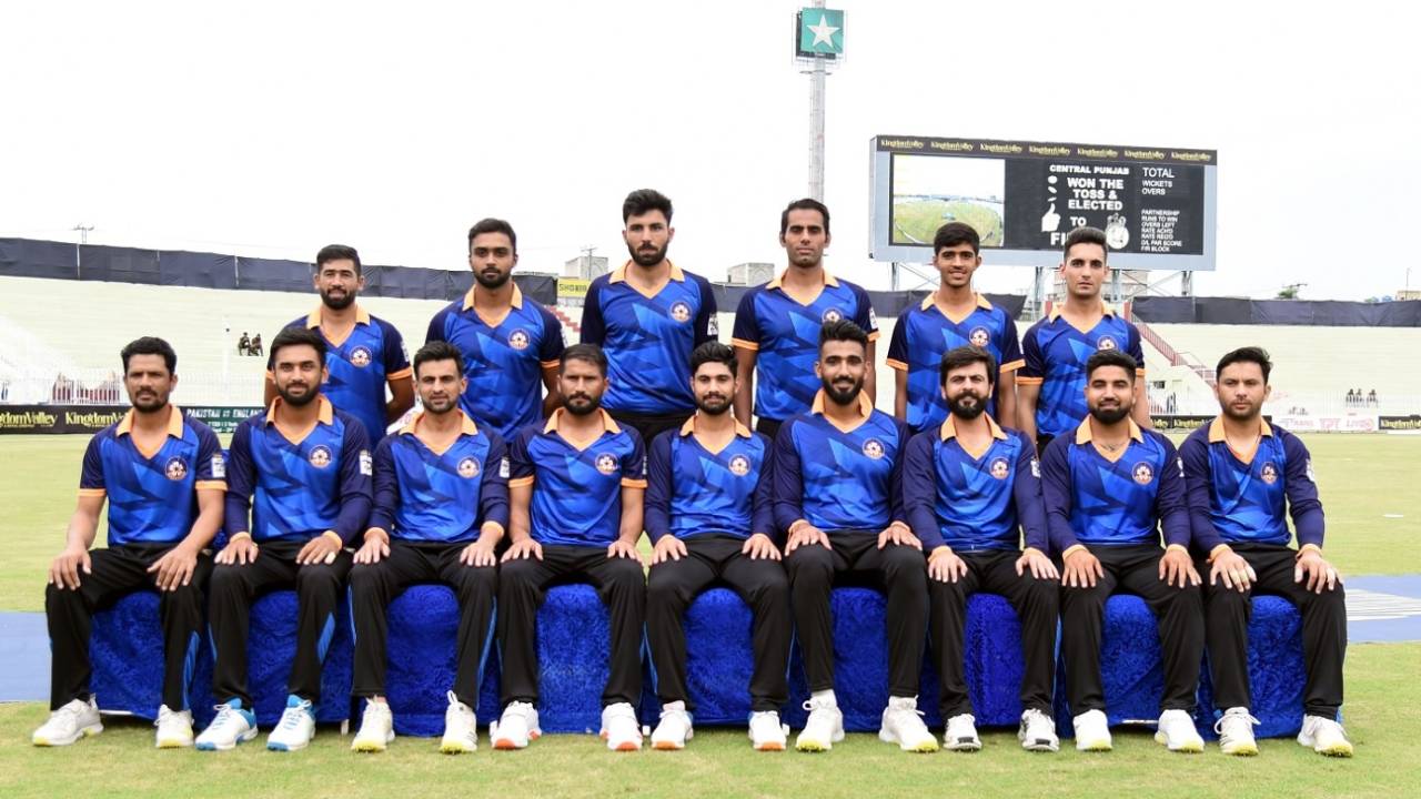 The Central Punjab players pose for a team photograph, Central Punjab vs Northern, Rawalpindi, National T20 Cup, September 4, 2022