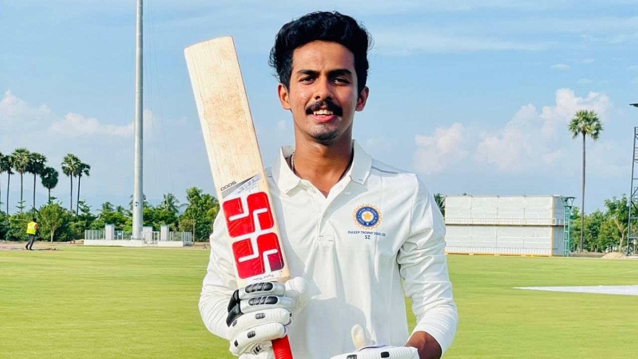 Rohan Kunnummal poses after his exploits at Duleep Trophy, South Zone vs North Zone, Duleep Trophy 2022-23, Salem, September 18, 2022