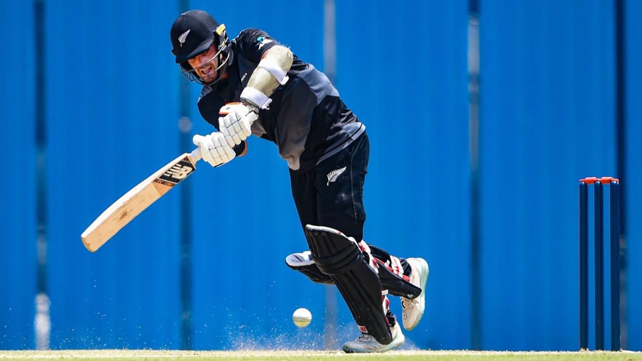 Michael Rippon plays on the leg side, India A vs New Zealand A, 1st unofficial ODI, Chennai, September 22, 2022