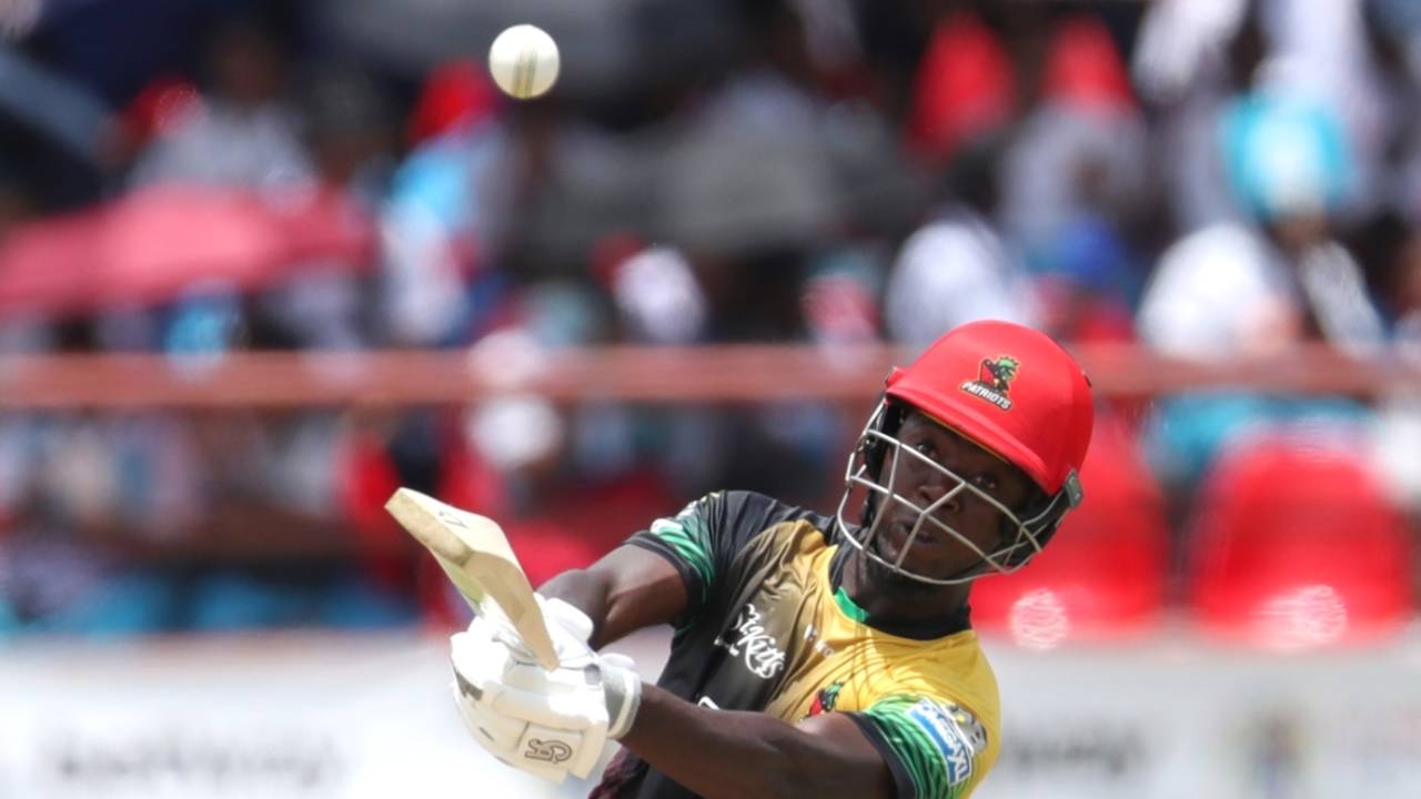 Sherfane Rutherford anchored the Patriots innings with a 50-ball 78, St Kitts & Nevis Patriots vs Trinbago Knight Riders, CPL 2022, Providence, September 22, 2022 