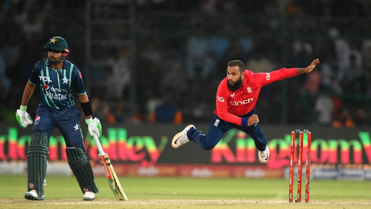 Adil Rashid bowls during the fourth T20I&nbsp;&nbsp;&bull;&nbsp;&nbsp;Getty Images