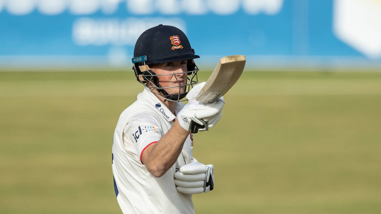 Ben Allison acknowledges the applause on reaching his half-century, Northamptonshire vs Essex, County Championship, Division One, Wantage Road, September 27, 2022