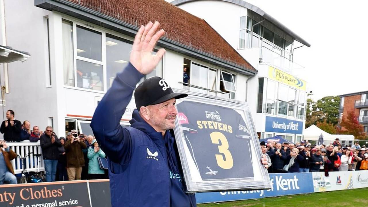 Darren Stevens was presented with a framed shirt on 'Stevo Day', Kent vs Somerset, County Championship, Division One, Canterbury, September 27, 2022