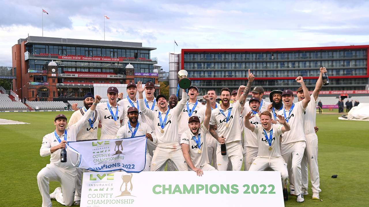 Surrey were presented with the County Championship trophy, Lancashire vs Surrey, County Championship, Division One, Old Trafford, September 28, 2022