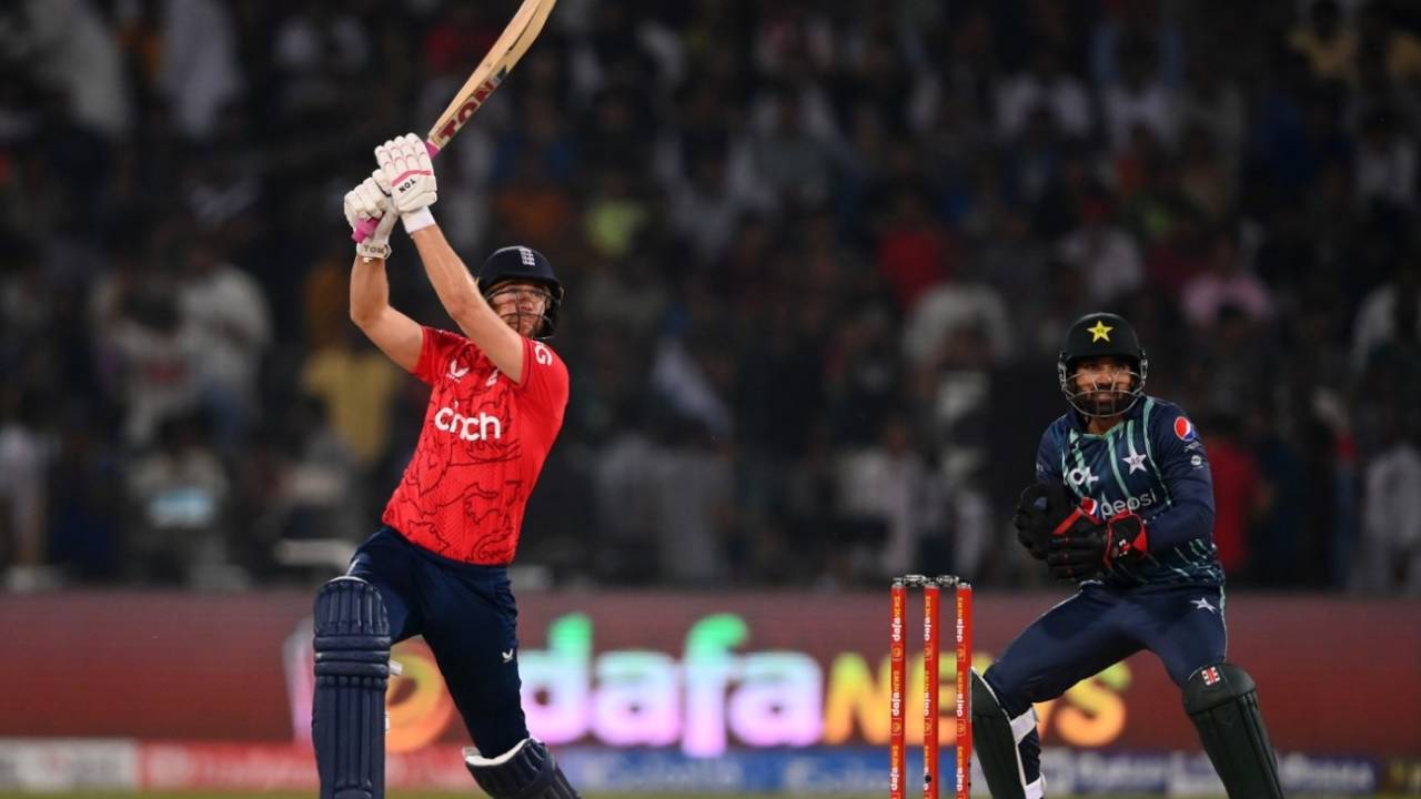 Dawid Malan drives over the covers during his free-flowing innings, Pakistan vs England, 7th T20I, Lahore, October 2, 2022