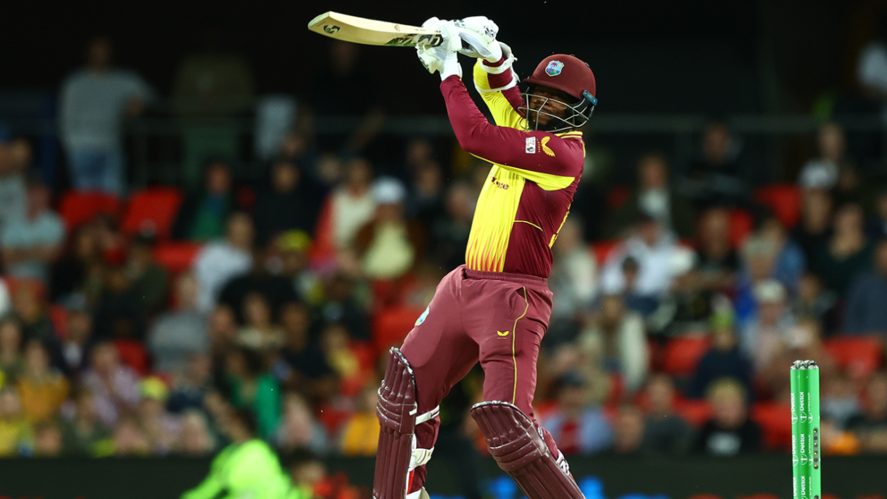 Kyle Mayers played a great shot over the off side, Australia vs West Indies, 1st T20I, Carrara, October 5, 2022