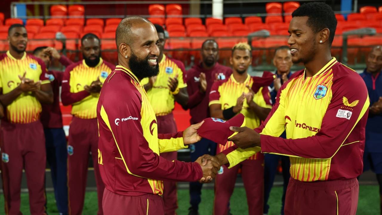 Yannic Cariah receives his T20I cap, Australia vs West Indies, 1st T20I, Carrara, October 5, 2022