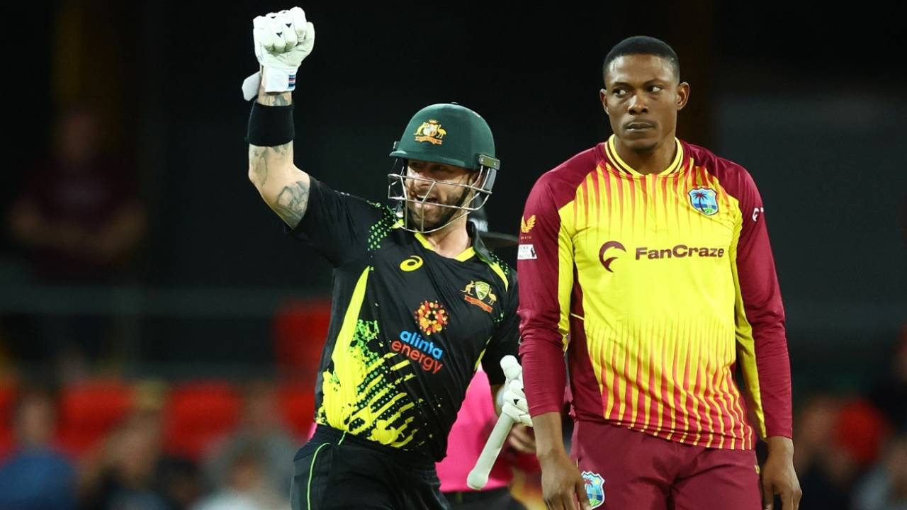 Matthew Wade and Sheldon Cottrell display contrasting emotions at the finish Australia vs West Indies, 1st T20I, Carrara, October 5, 2022