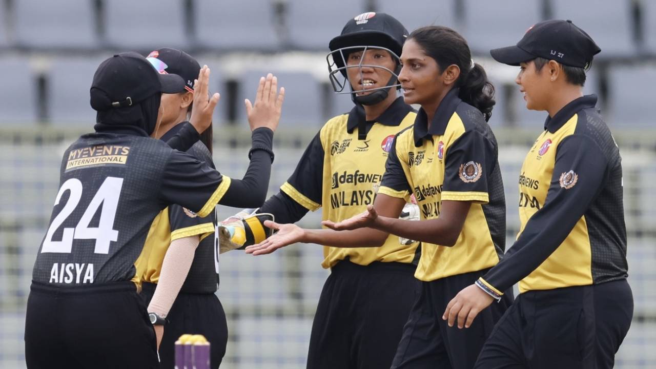 Winifred Duraisingam celebrates a wicket, Malaysia vs Thailand, Women's Asia Cup, Sylhet, October 9, 2022