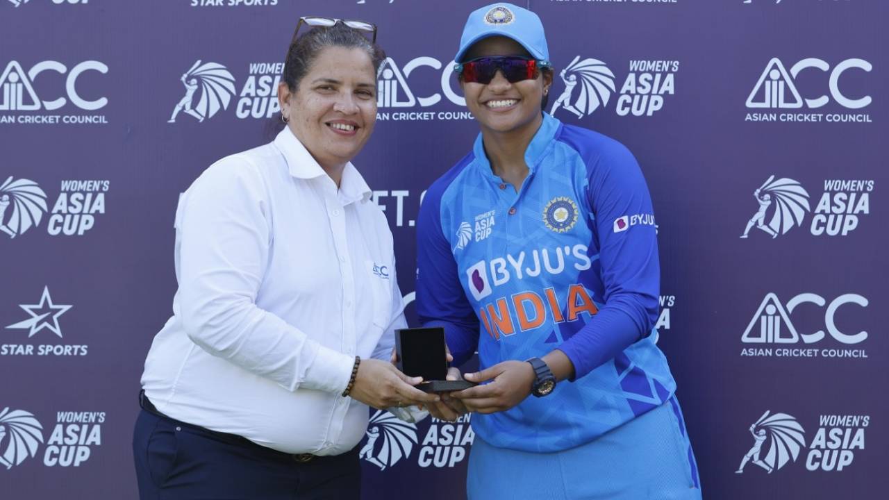 Sneh Rana was adjudged player of the match for her 3 for 9, India vs Thailand, Women's T20 Asia Cup, Sylhet, October 10, 2022