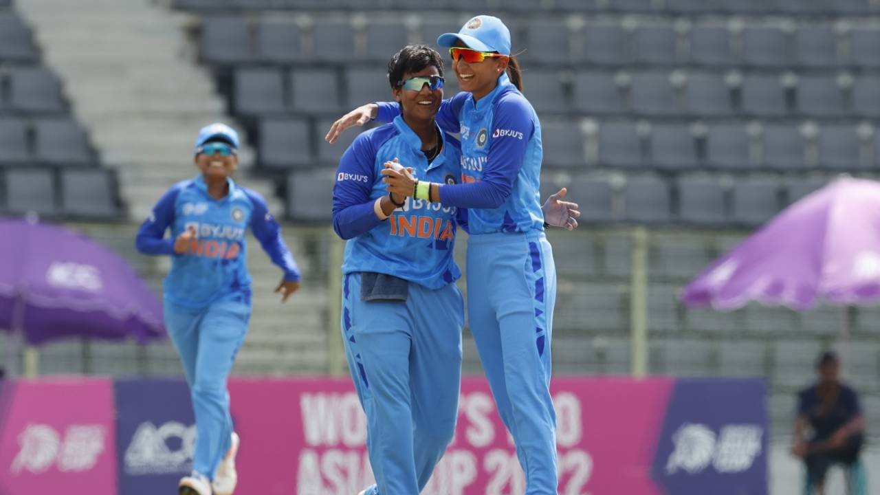 Deepti Sharma picked up three wickets for just seven runs off her four overs, India vs Thailand, 1st semi-final, Women's T20 Asia Cup, Sylhet, October 13, 2022