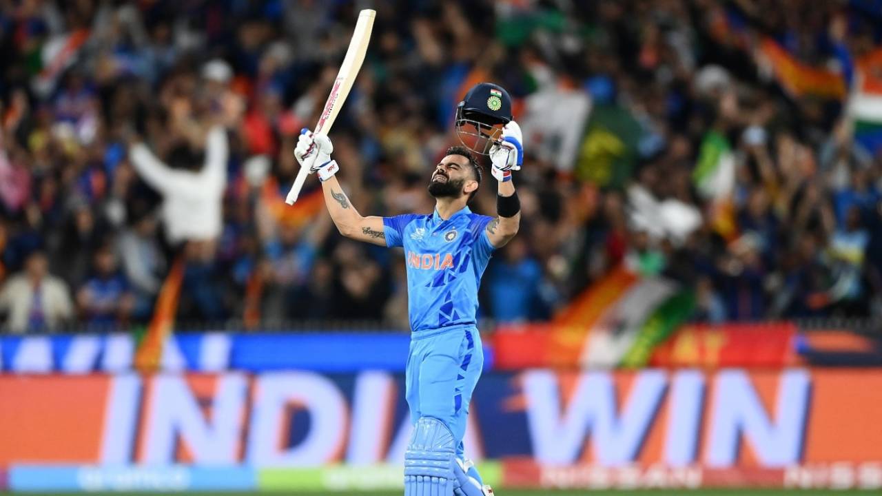 An emotional Virat Kohli soaks in the winning moment, India vs Pakistan, Men's T20 World Cup 2022, Super 12s, MCG/Melbourne, October 23, 2022