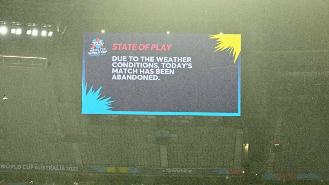 Rain ensured the match was abandoned without a ball bowled, Afghanistan vs New Zealand, Men's T20 World Cup, Melbourne, October 26, 2022