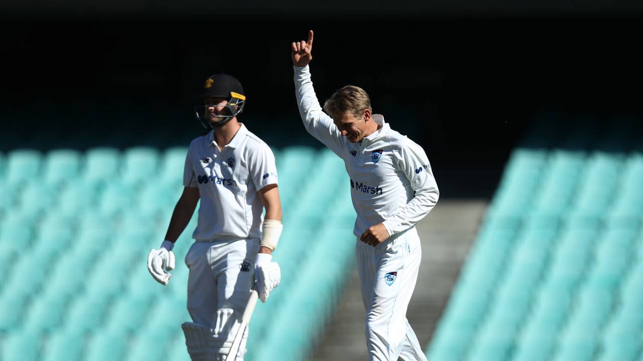 Legspinner Toby Gray marked his debut with three wickets, New South Wales vs Western Australia, Sheffield Shield, SCG, November 22, 2022