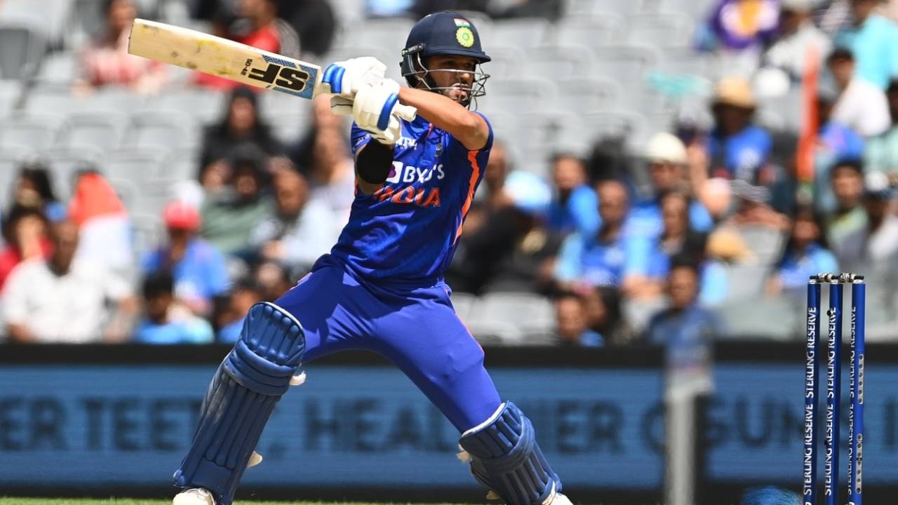 Shikhar Dhawan cracks one away off the back foot, New Zealand vs India, 1st ODI, Auckland, November 25, 2022