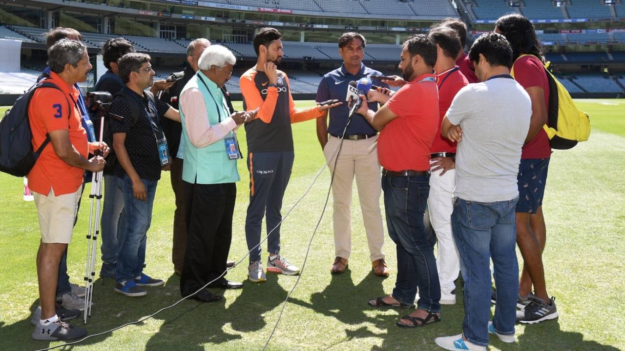 Former India chief selector MSK Prasad talks to the media in Melbourne; despite difficulties, Prasad ran a smooth operation with Rahul Dravid and Ravi Shastri&nbsp;&nbsp;&bull;&nbsp;&nbsp;Getty Images