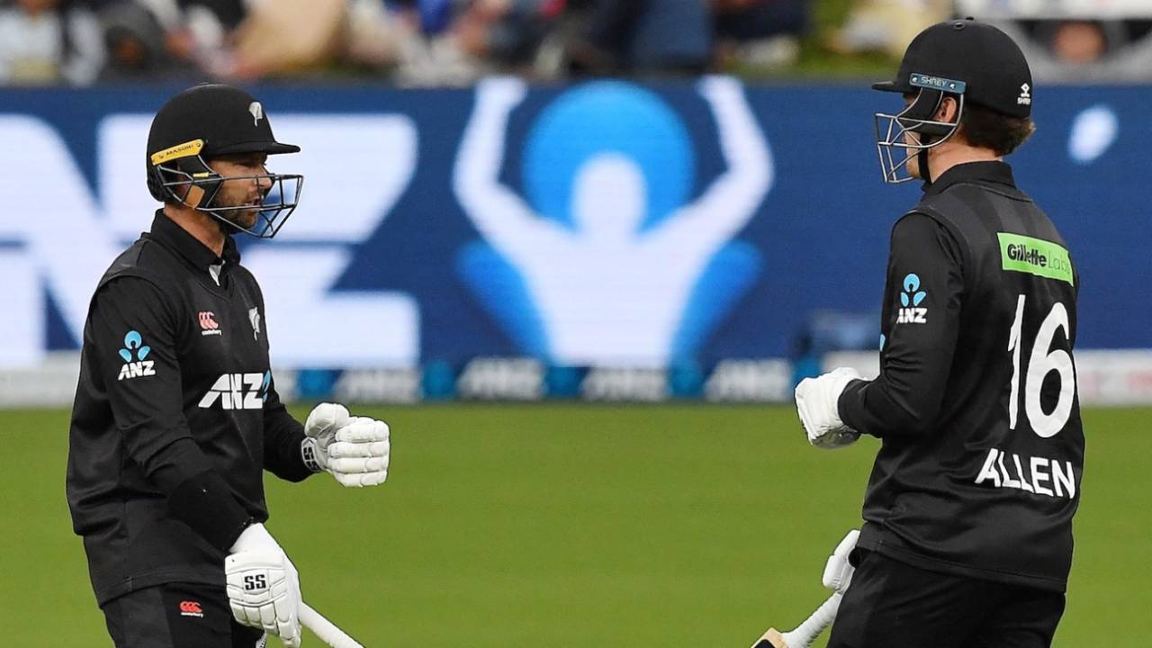 Devon Conway and Finn Allen put on 97 for the first wicket to put New Zealand in a commanding position&nbsp;&nbsp;&bull;&nbsp;&nbsp;AFP/Getty Images