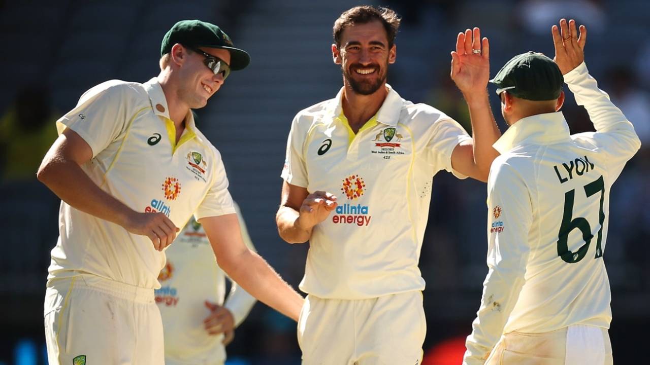Mitchell Starc produced a double-strike in the post-tea session, Australia vs West Indies, 1st Test, Perth, 3rd day, December 2, 2022
