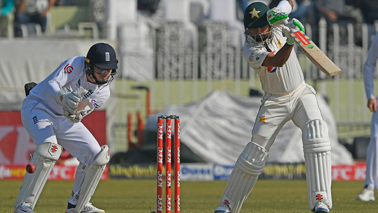 Babar Azam punches into the off side, Pakistan vs England, 1st Test, Rawalpindi, 3rd day, December 3, 2022