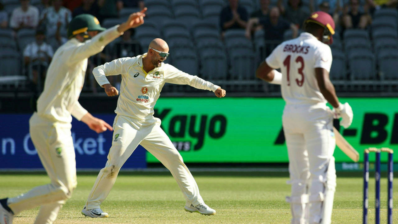 Nathan Lyon removed Shamarh Brooks, Australia vs West Indies, 1st Test, Perth, 4th day, December 3, 2022
