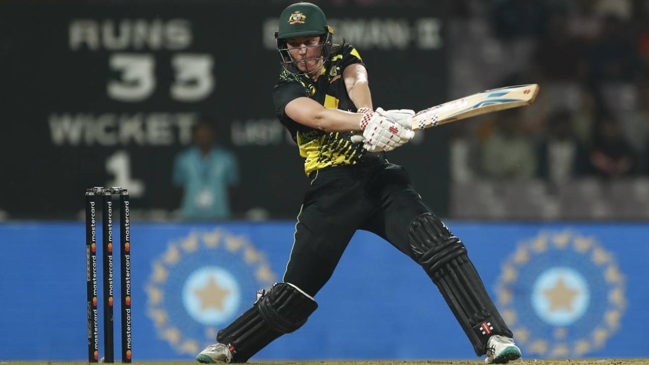Tahlia McGrath plays a cut, India vs Australia, 2nd women's T20I, DY Patil, December 11, 2022
