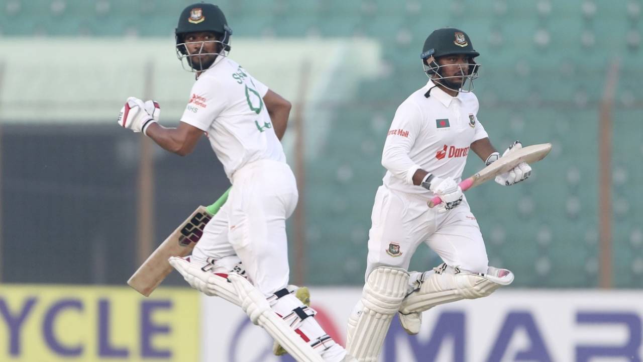 Najmul Hossain Shanto and Zakir Hasan saw off the tricky phase before stumps, but Bangladesh still have an uphill task in front of them&nbsp;&nbsp;&bull;&nbsp;&nbsp;Associated Press