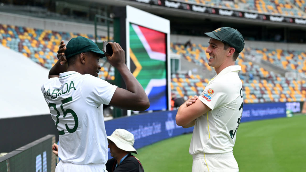Pat Cummins and Kagiso Rabada chat on the eve of the first Test Australia vs South Africa, 1st Test, Brisbane, December 16, 2022