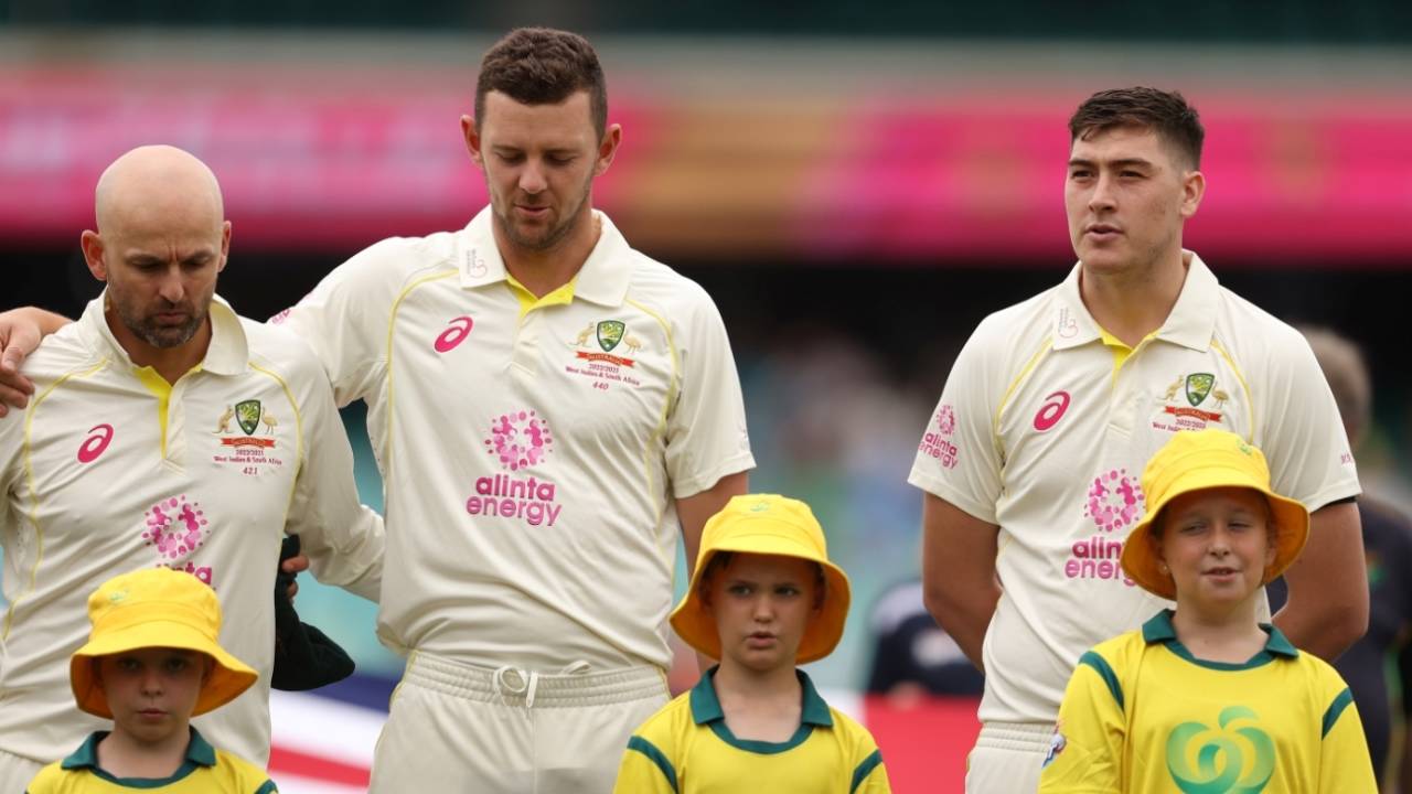 Matt Renshaw stood apart from his team-mates when Australia lined up for their anthem&nbsp;&nbsp;&bull;&nbsp;&nbsp;Getty Images