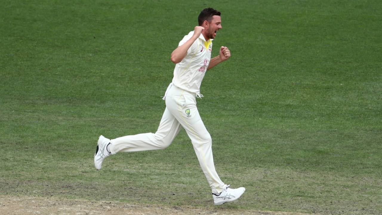 Josh Hazlewood is thrilled after dismissing Temba Bavuma&nbsp;&nbsp;&bull;&nbsp;&nbsp;Cricket Australia via Getty Images