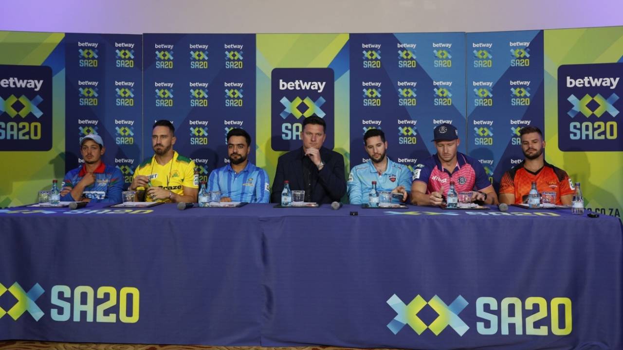 SA20 league commissioner Graeme Smith and team captains attend a press conference, SA20, January 7, 2022