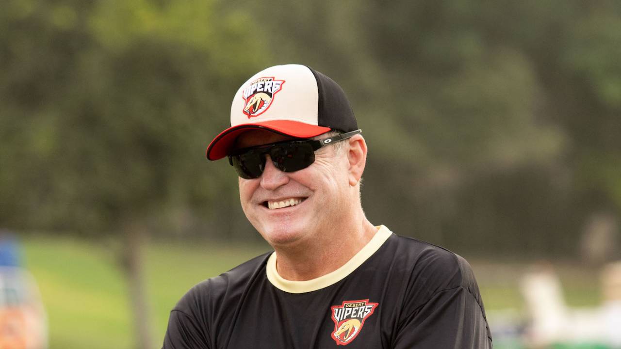 Desert Vipers director of cricket Tom Moody is all smiles at a training session