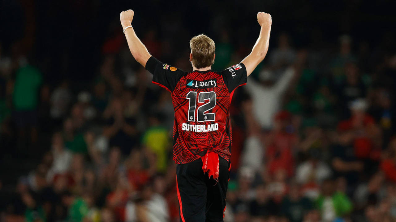 Will Sutherland celebrates at the end of the final over of the derby comeback&nbsp;&nbsp;&bull;&nbsp;&nbsp;Getty Images